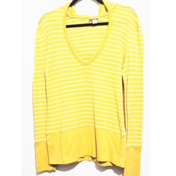 $5 mustered yellow striped long sleeve hoodie - Picture 2 of 5